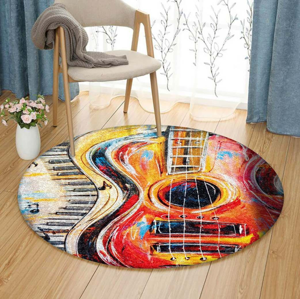 Guitar Round Rug Carpet Bedroom Livingroom Home Decor