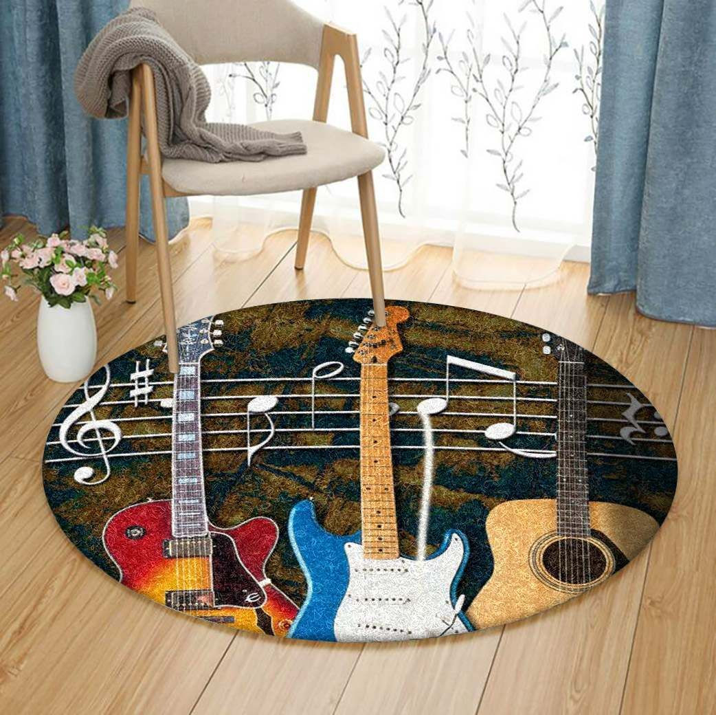 Guitar Round Rug Carpet Bedroom Livingroom Home Decor