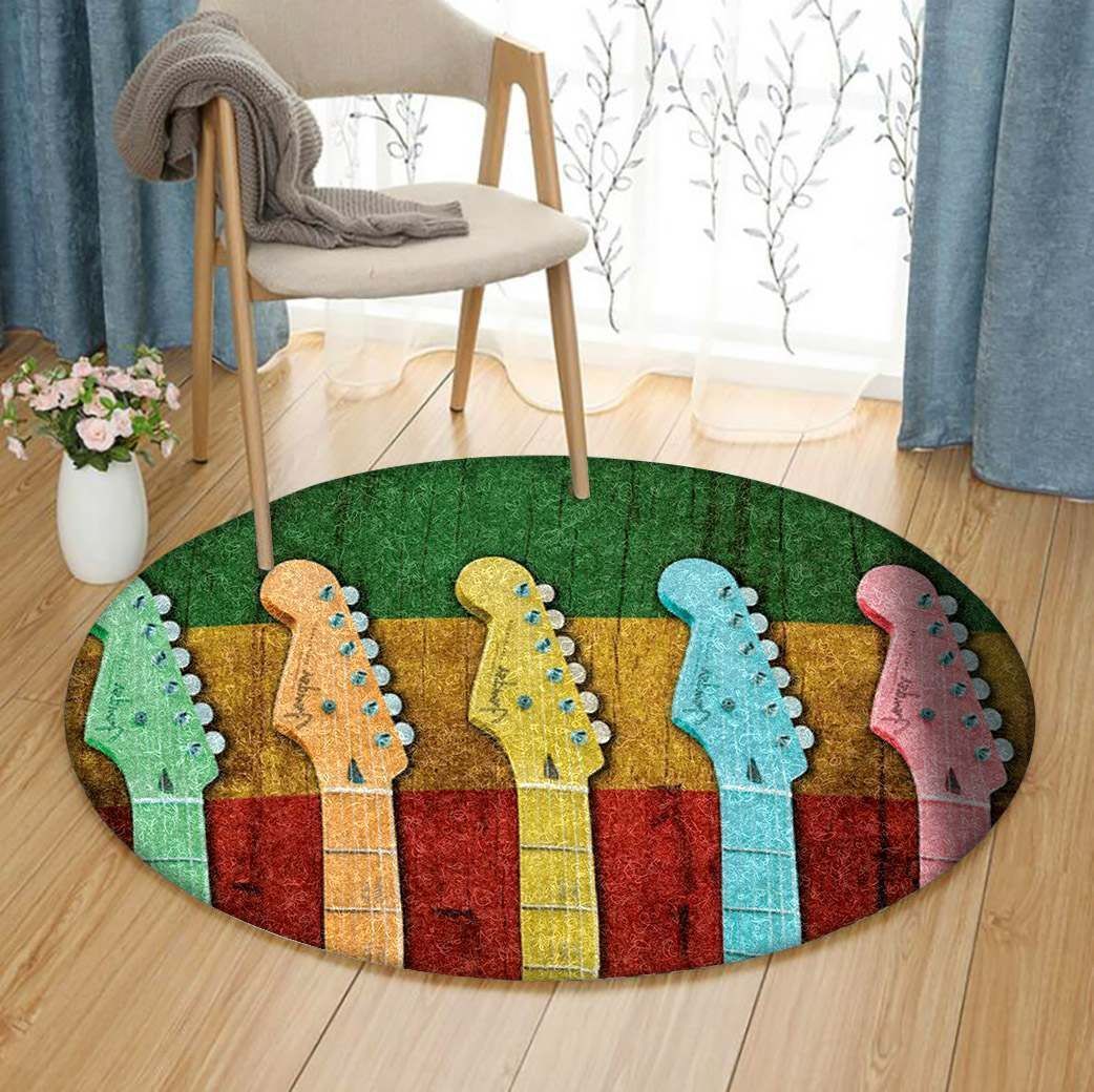 Guitar Round Rug Carpet Bedroom Livingroom Home Decor