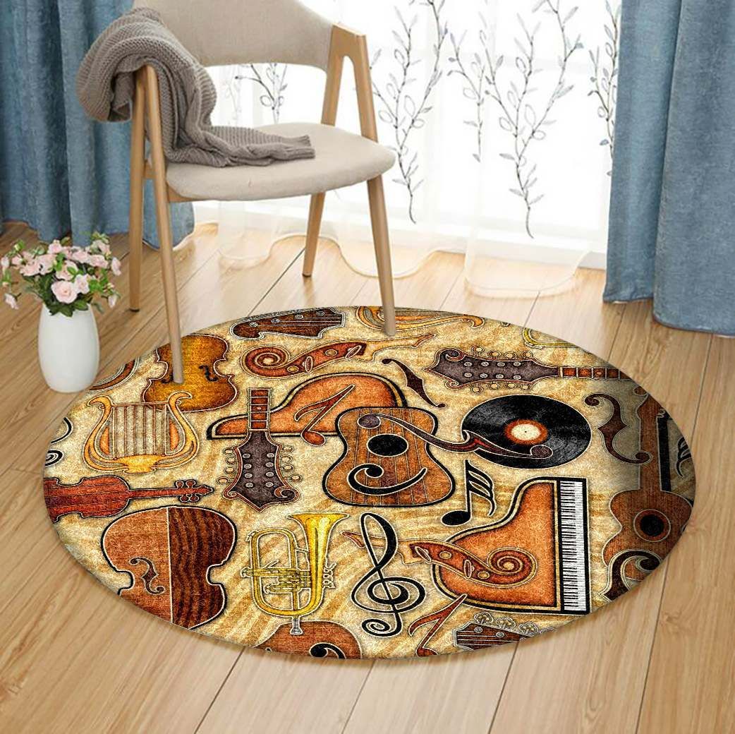 Guitar Round Rug Carpet Bedroom Livingroom Home Decor