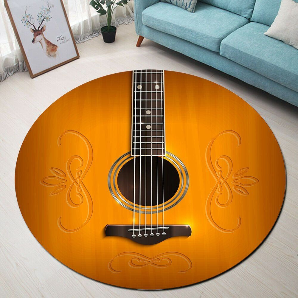 Guitar Round Rug Carpet Bedroom Livingroom Home Decor