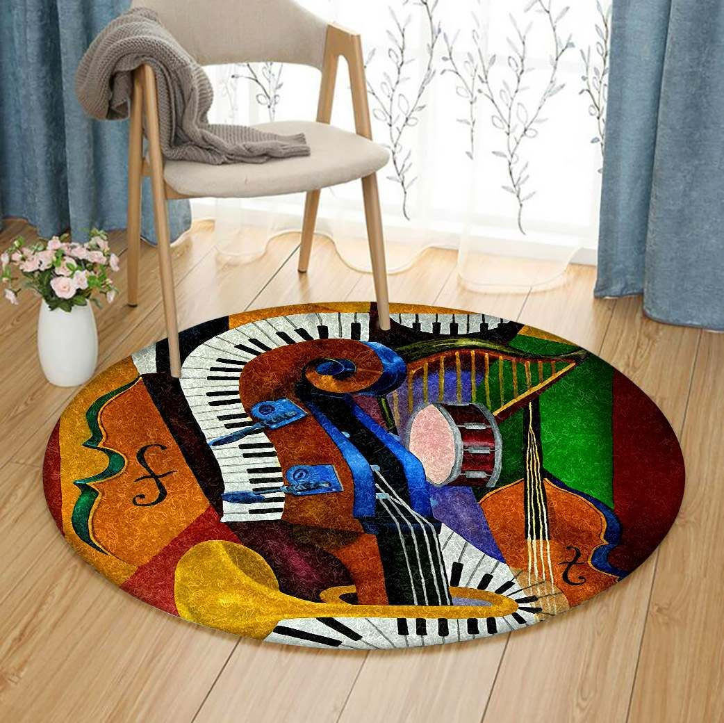 Guitar Round Rug Carpet Bedroom Livingroom Home Decor