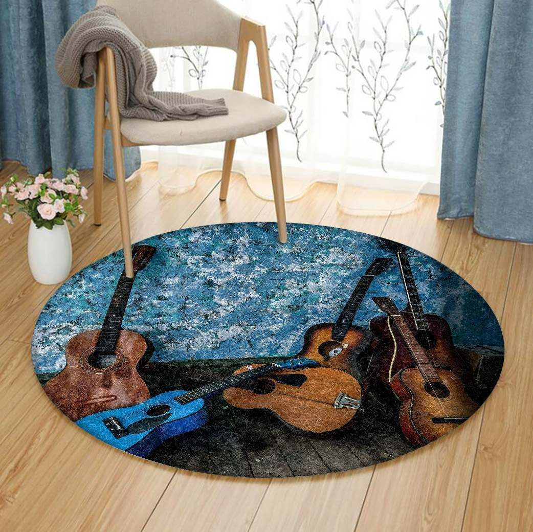 Guitar Round Rug Carpet Bedroom Livingroom Home Decor