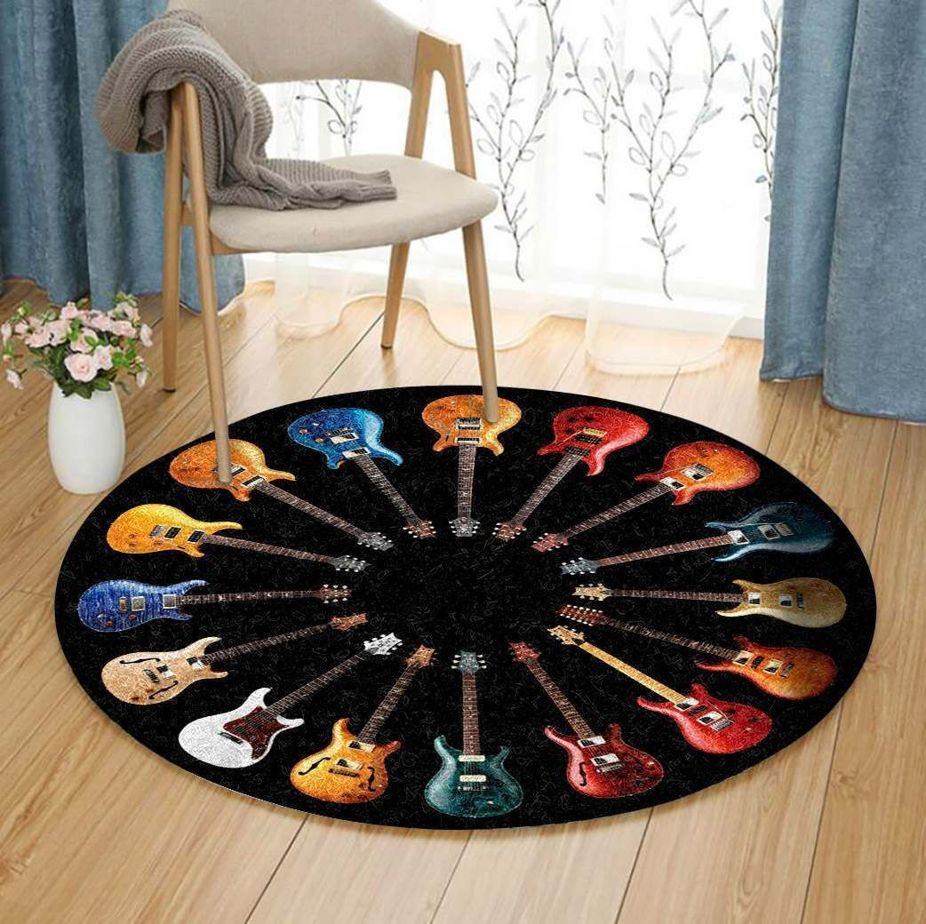 Guitar Round Rug Carpet Bedroom Livingroom Home Decor