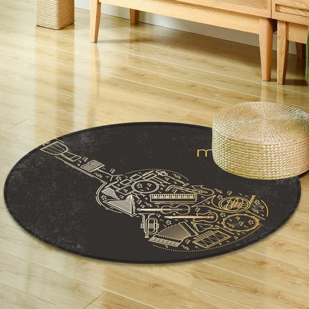 Guitar Round Rug Carpet Bedroom Livingroom Home Decor