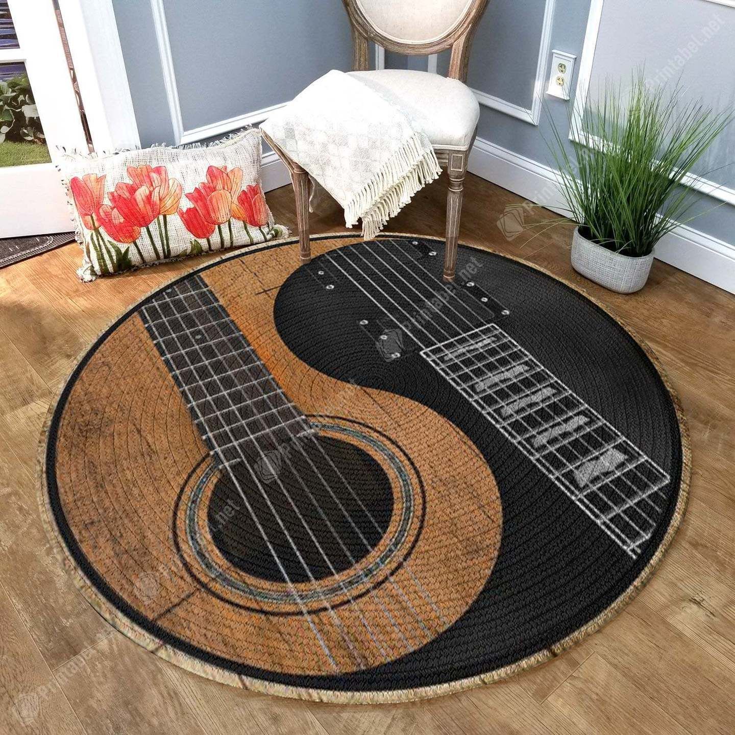 Guitar Round Rug Carpet Bedroom Livingroom Home Decor