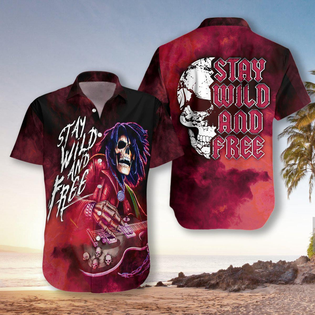 Guitar Stay Wild And Free Hawaiian Shirt
