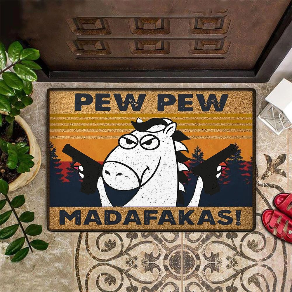 Gunman Pew Pew Madafakas Rubber Doormat Indoor Outdoor Funny Rubber Doormats For Sale