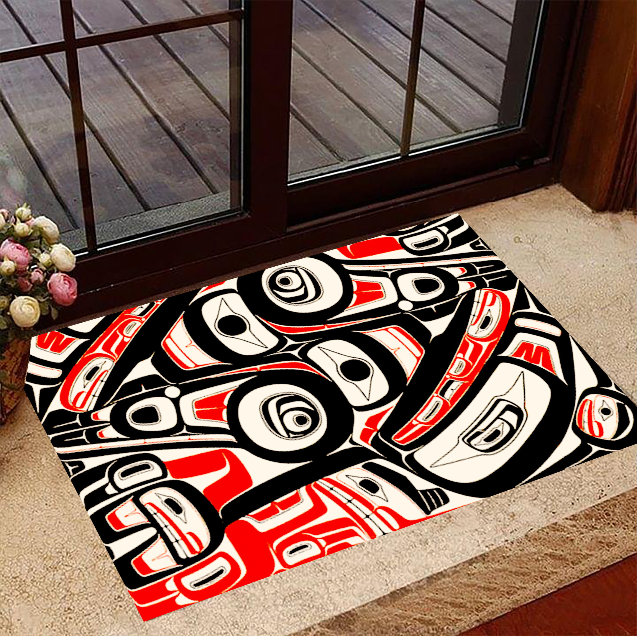 Haida Art Spirit Native American Rubber Doormat Pacific Northwest Style Indoor Door Mats