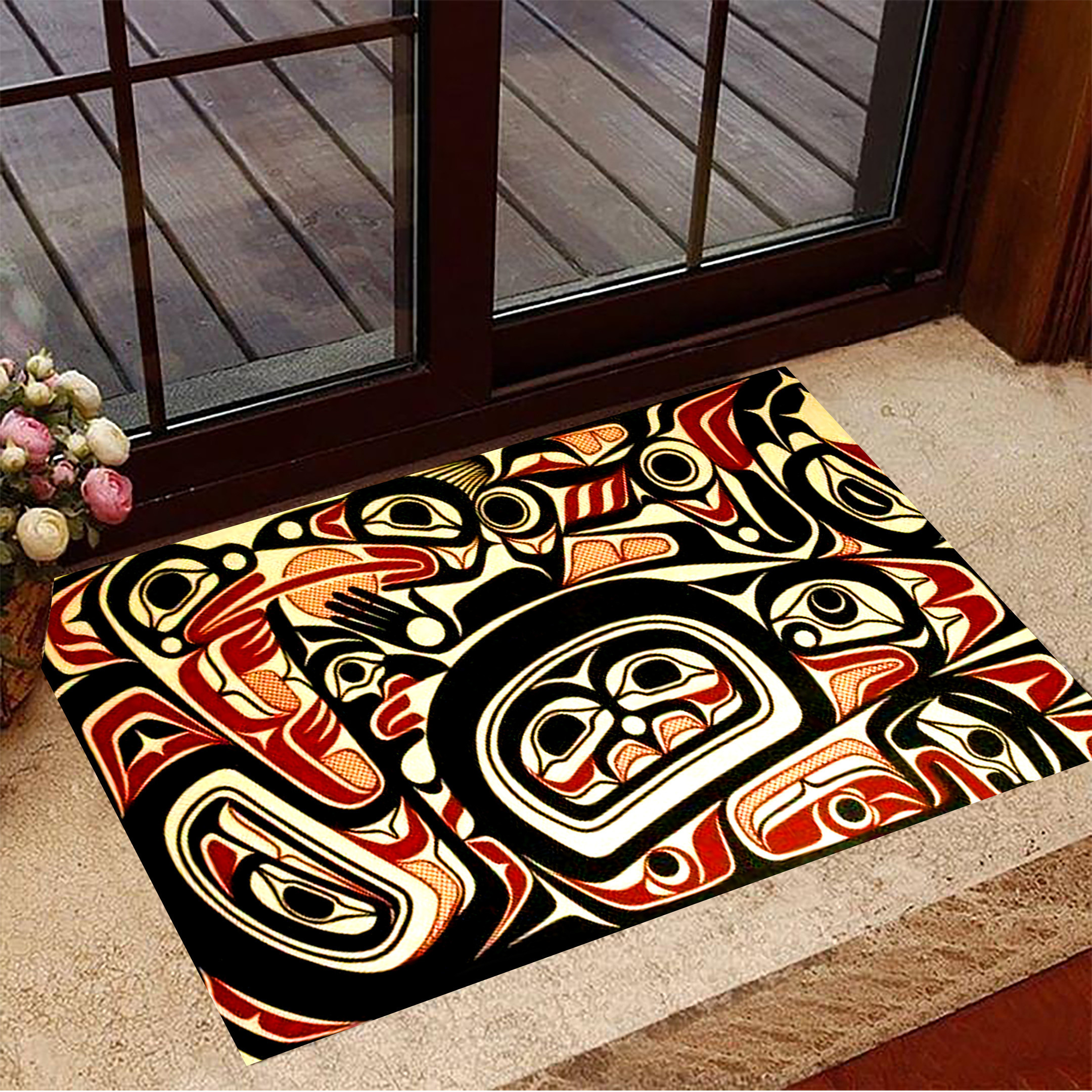 Haida Art Symbolism Rubber Doormat Pacific Northwest Style Welcome Mats