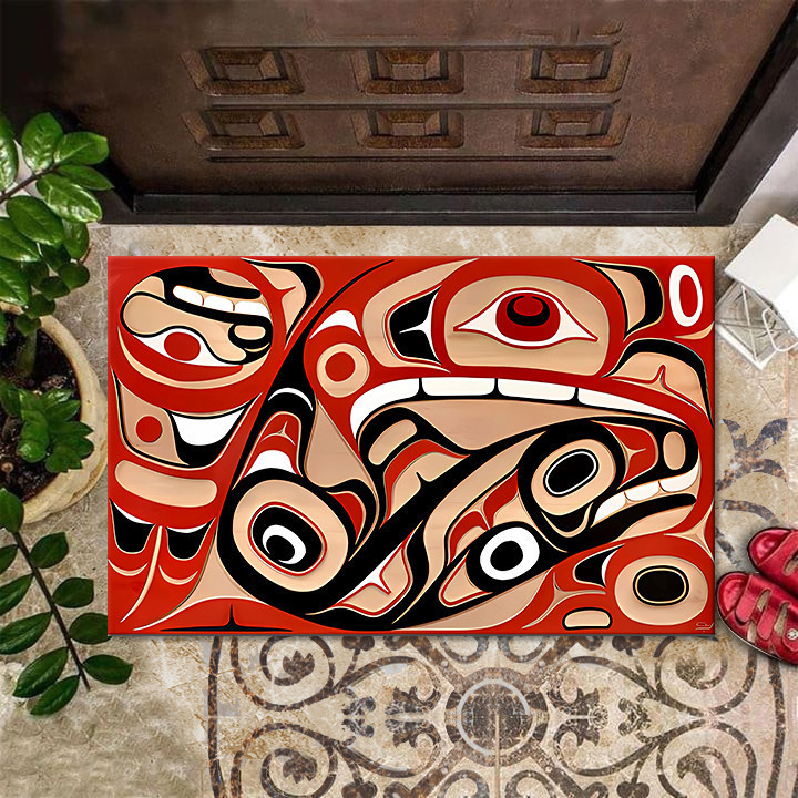 Haida Northwest Coast Style Rubber Doormat Spirit Animal Haida Art Merchandise Gifts