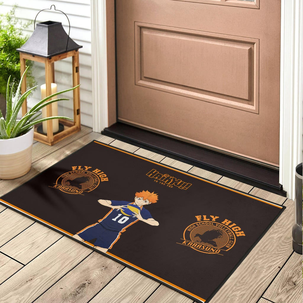 Haikyuu Anime Rubber Doormat - Hinata Shoyo Smile Crow Fly High Rubber Doormat - Image 3