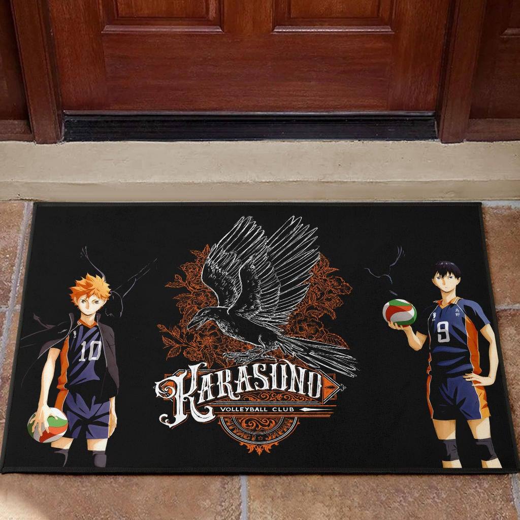 Haikyuu Anime Rubber Doormat - Kageyama And Hinata Volleyball Club Raven Shadow Rubber Doormat
