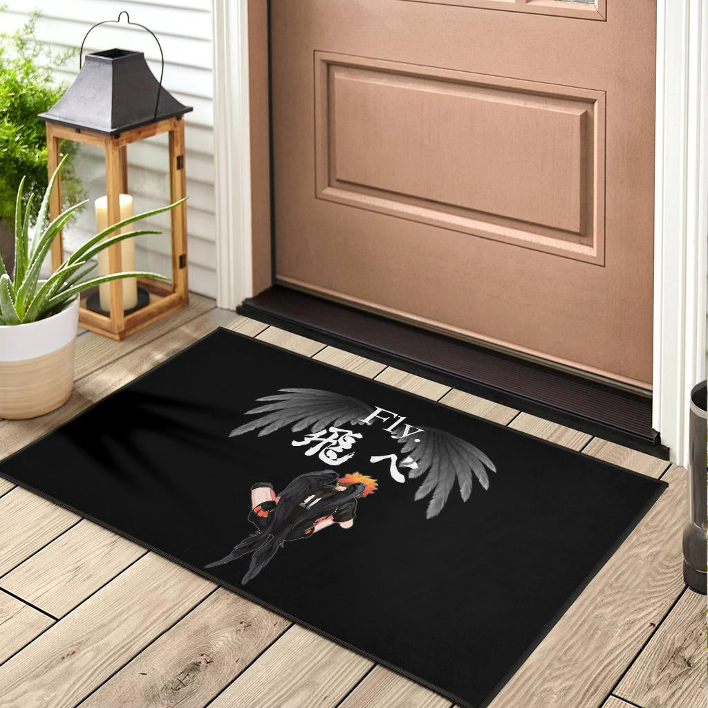 Haikyuu Anime Rubber Doormat - Lonely Hinata Shoyo Fly Crow Grey Wings Rubber Doormat - Image 3