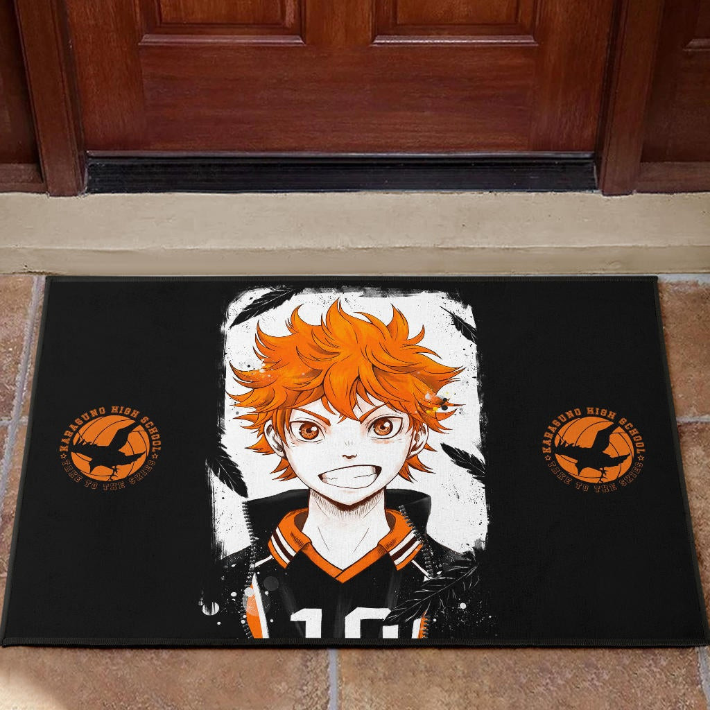 Haikyuu Anime Rubber Doormat - Shouyou Hinata 10 High School Raven Black Orange Rubber Doormat