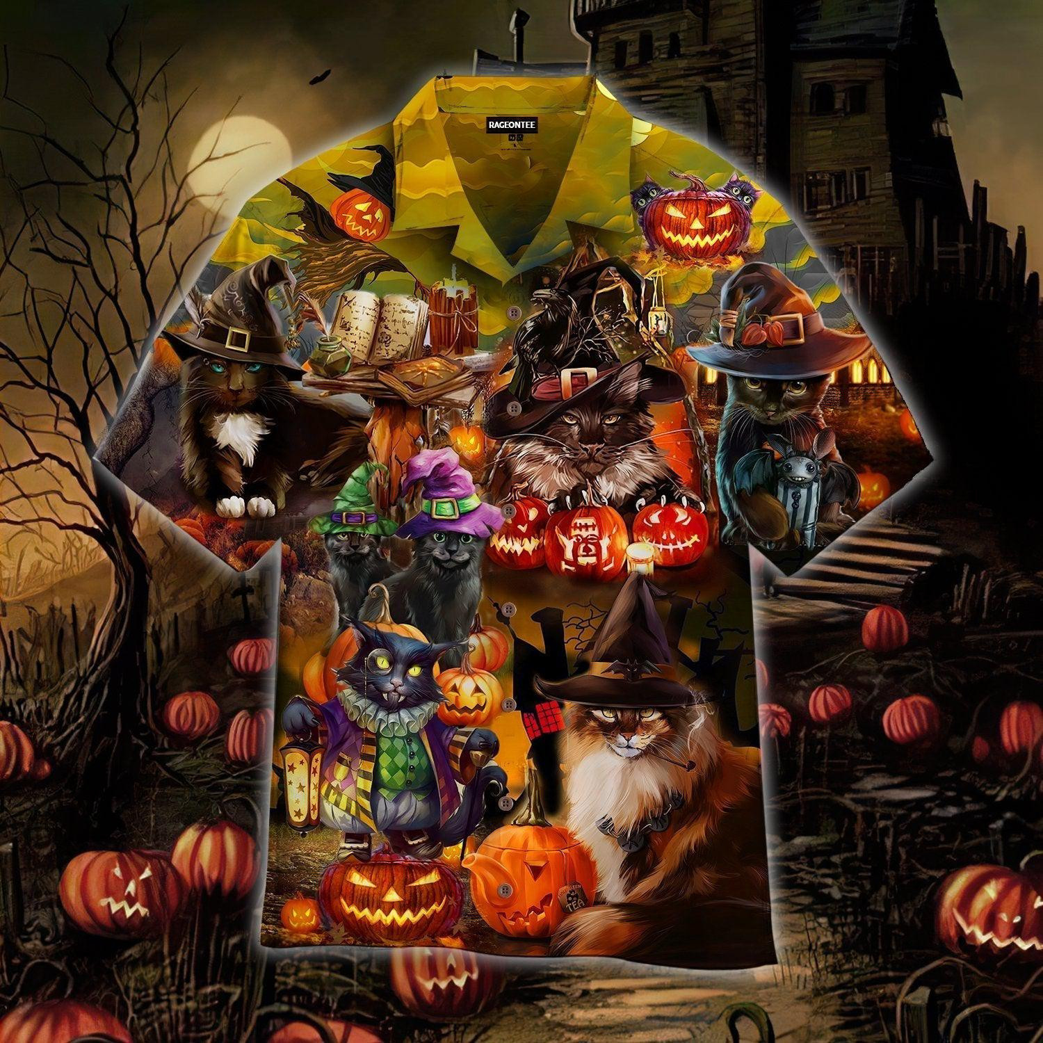 Halloween Black Cat Hawaiian Shirt