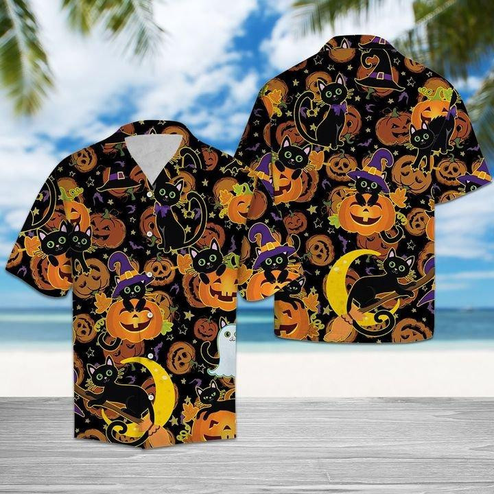 Halloween Black Cat Hawaiian Shirt