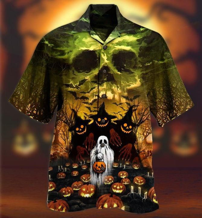 Halloween Ghost And Pumpkin 1 Print Hawaiian Shirt