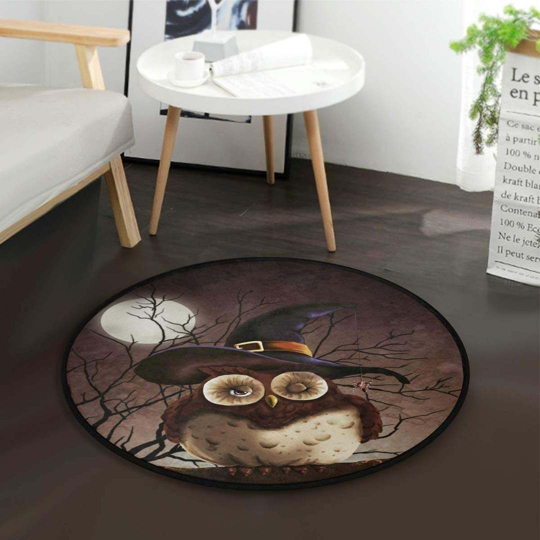 Halloween Owl Round Rug Carpet Bedroom Livingroom Home Decor