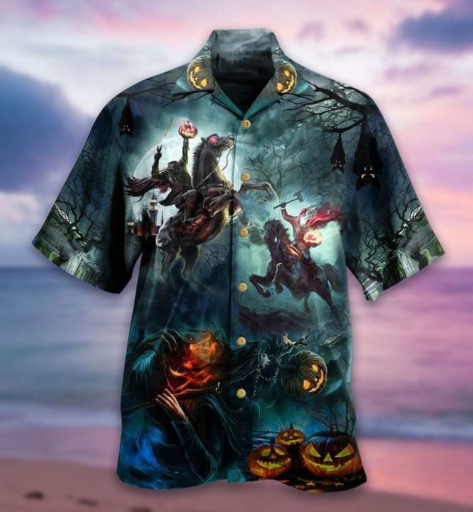 Halloween Pumpkin And Warrior Print Hawaiian Shirt