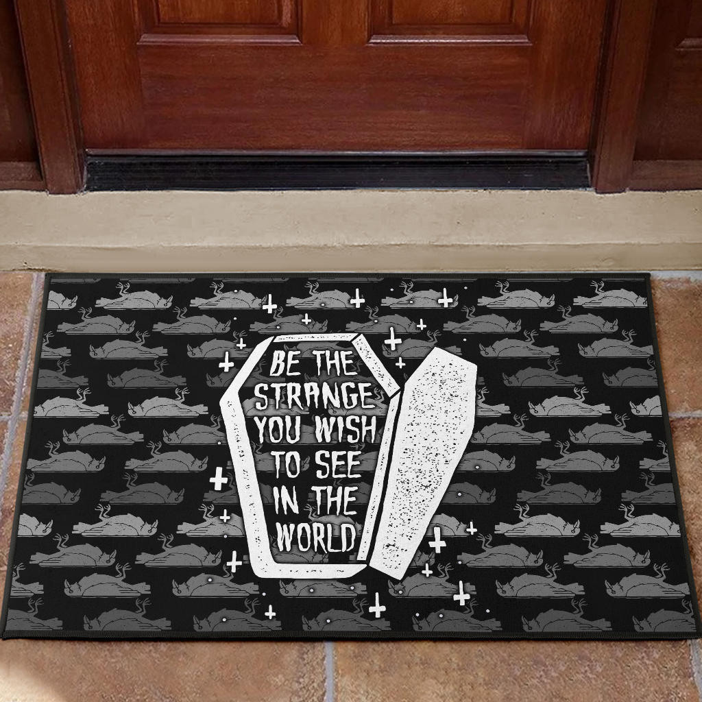 Halloween Rubber Doormat | Be The Strange You Wish In The World Dracula Coffin Rubber Doormat Home Decor
