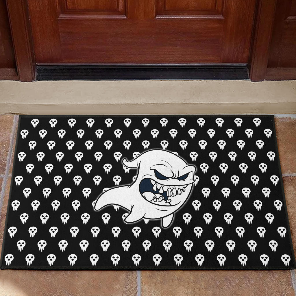 Halloween Rubber Doormat | Cartoon Angry Ghost Shouting Cute Ghost Patterns Rubber Doormat Home Decor