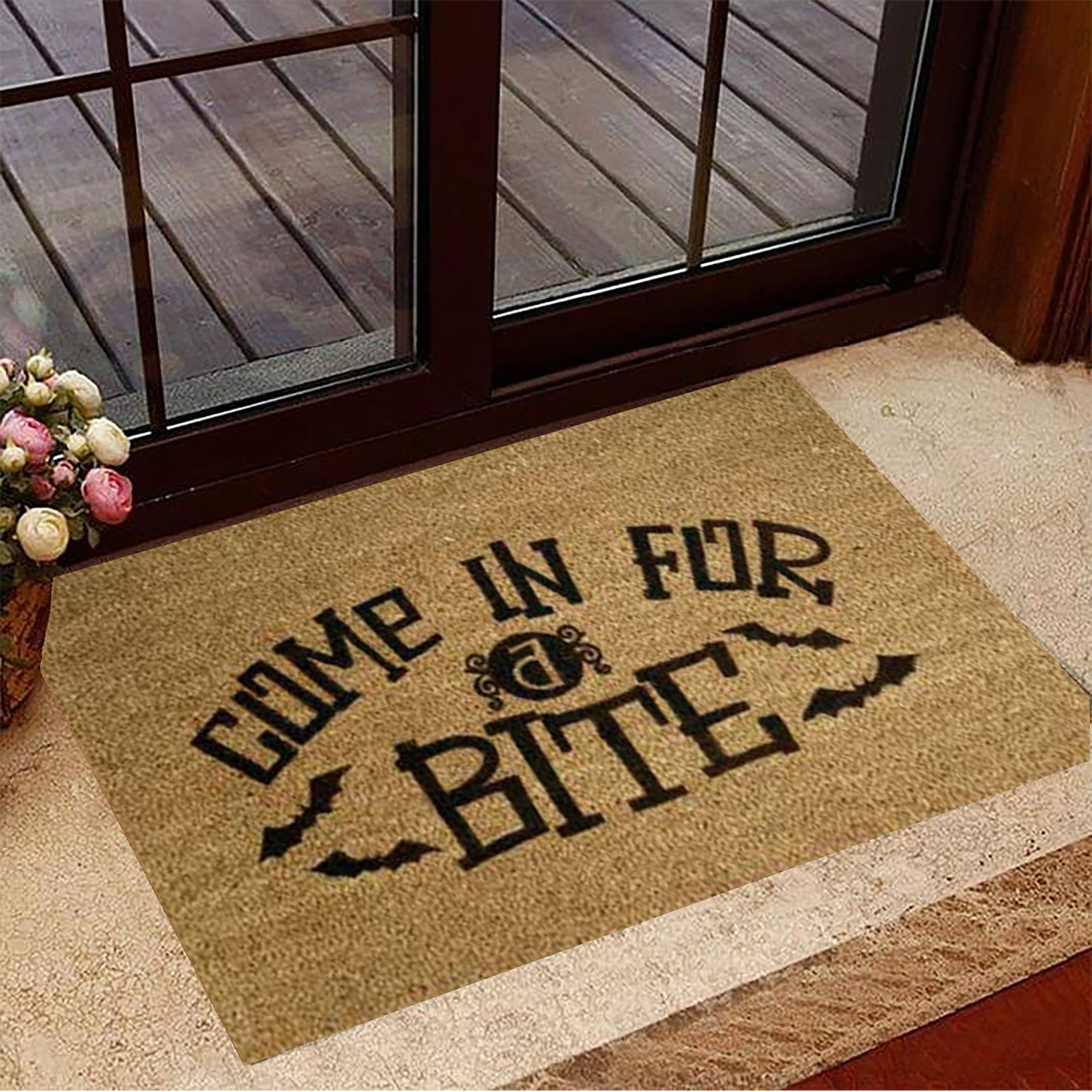 Halloween Rubber Doormat Come In For A Bite Funny Sayings Halloween Welcome Mat Entry