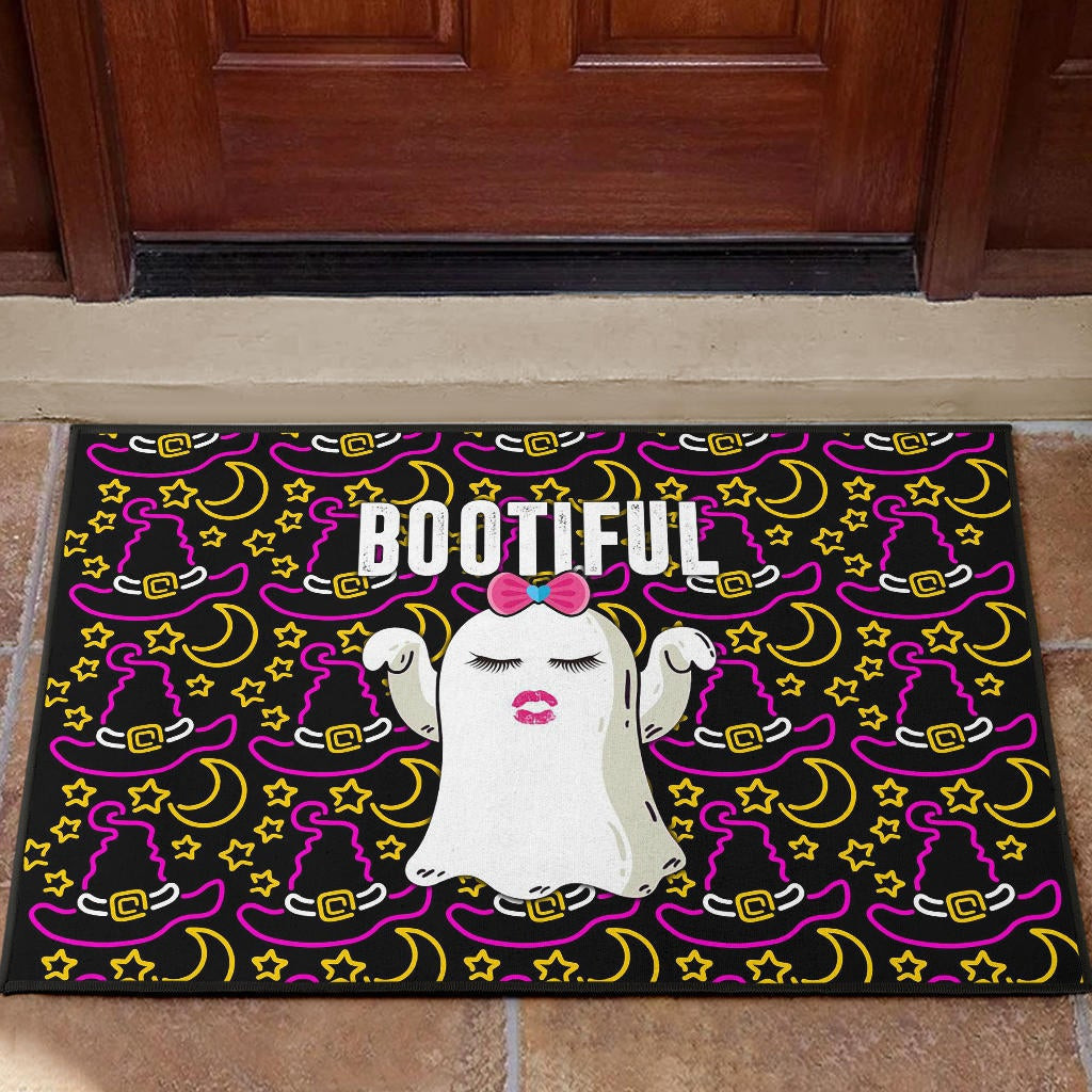 Halloween Rubber Doormat | Cute Bootiful Ghost Make A Wish Witch Hat Rubber Doormat Home Decor