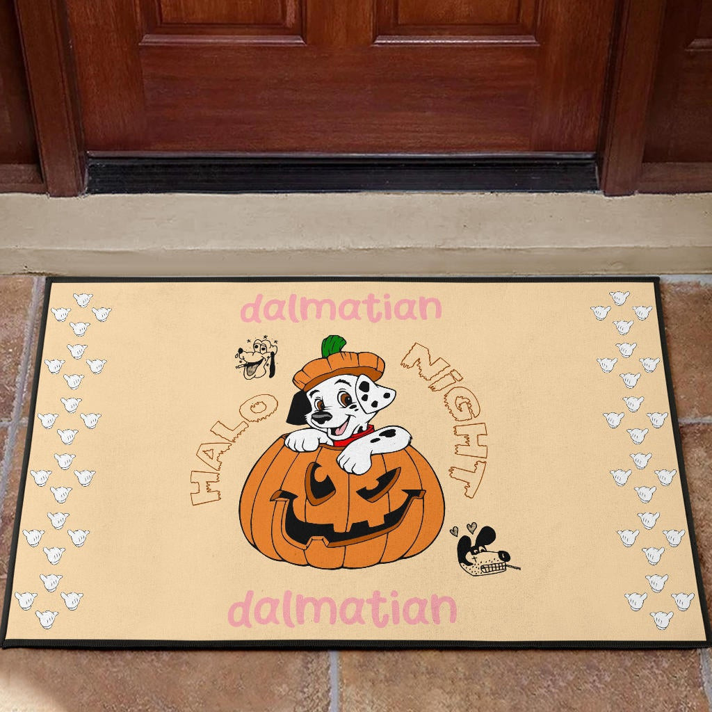 Halloween Rubber Doormat | Dalmatia Dog Halo Mickey Glove Patterns Rubber Doormat Home Decor