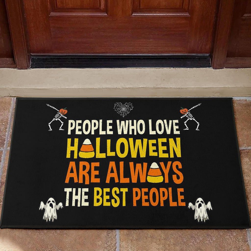 Halloween Rubber Doormat | The Best People Love Halloween Dabbing Skeleton Rubber Doormat Home Decor