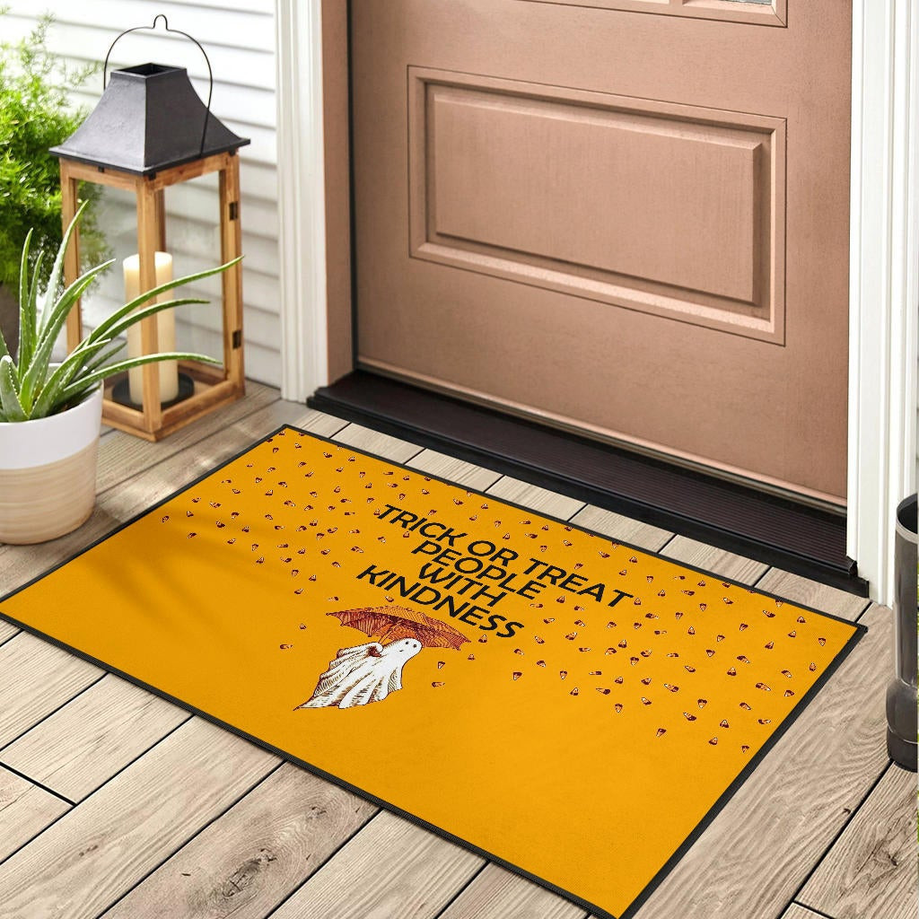 Halloween Rubber Doormat | Trick Or Treat People With Kindness Ghost Holding Umbrella Rubber Doormat Home Decor - Image 3