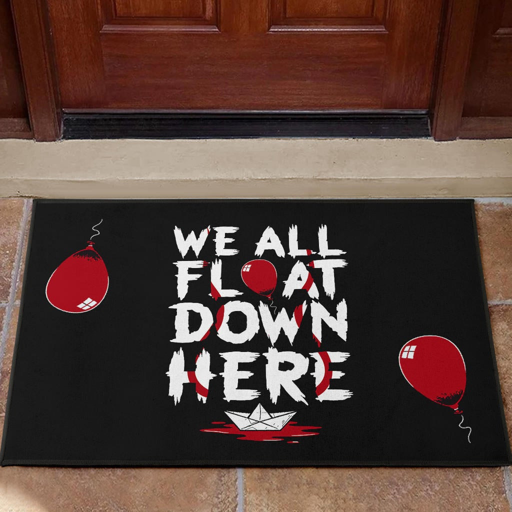 Halloween Rubber Doormat | We All Float Down Here IT Red Balloon Rubber Doormat Home Decor