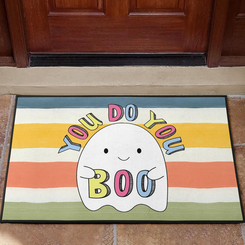 Halloween Rubber Doormat | You Do You Boo Cute Cartoon Ghost Colorful Rubber Doormat Home Decor