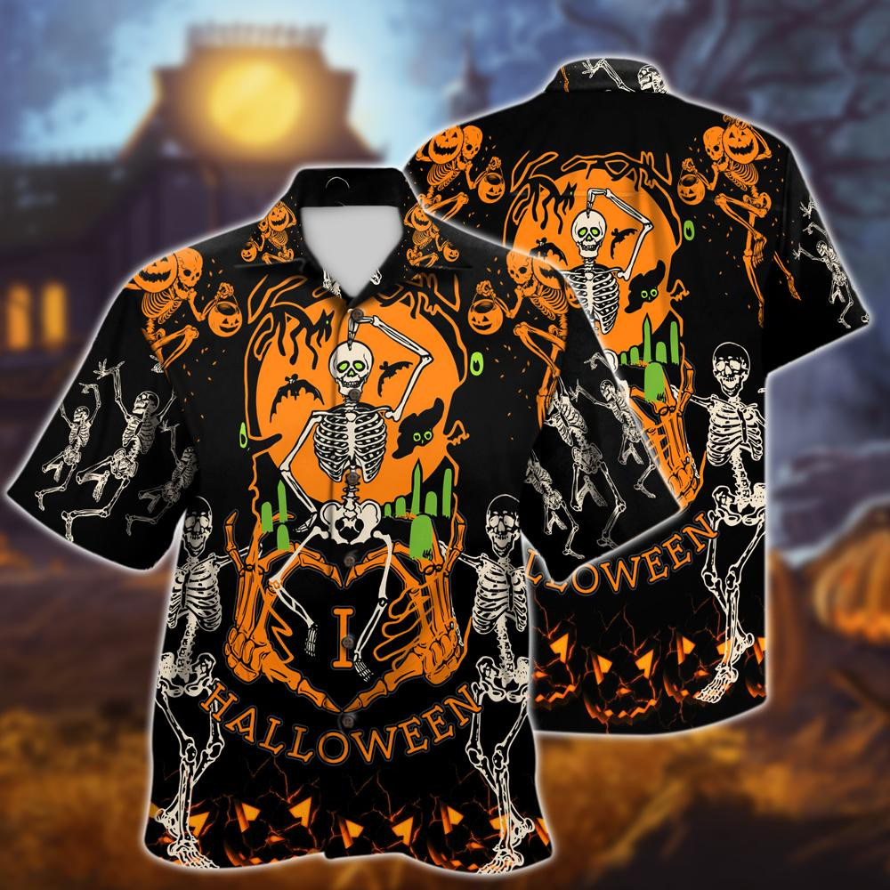 Halloween Skull Pumpkin Hawaiian Shirt