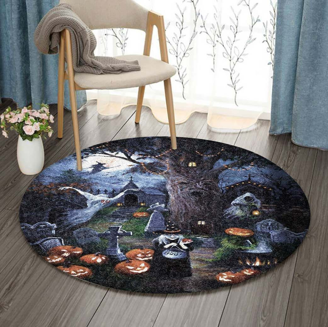 Halloween Witch Ghost Graveyard Round Rug Carpet Bedroom Livingroom Home Decor