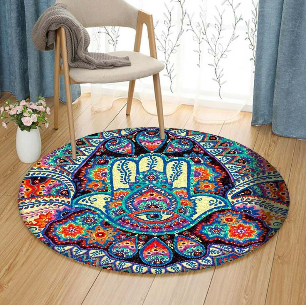 Hamsa Hand Round Rug Carpet Bedroom Livingroom Home Decor