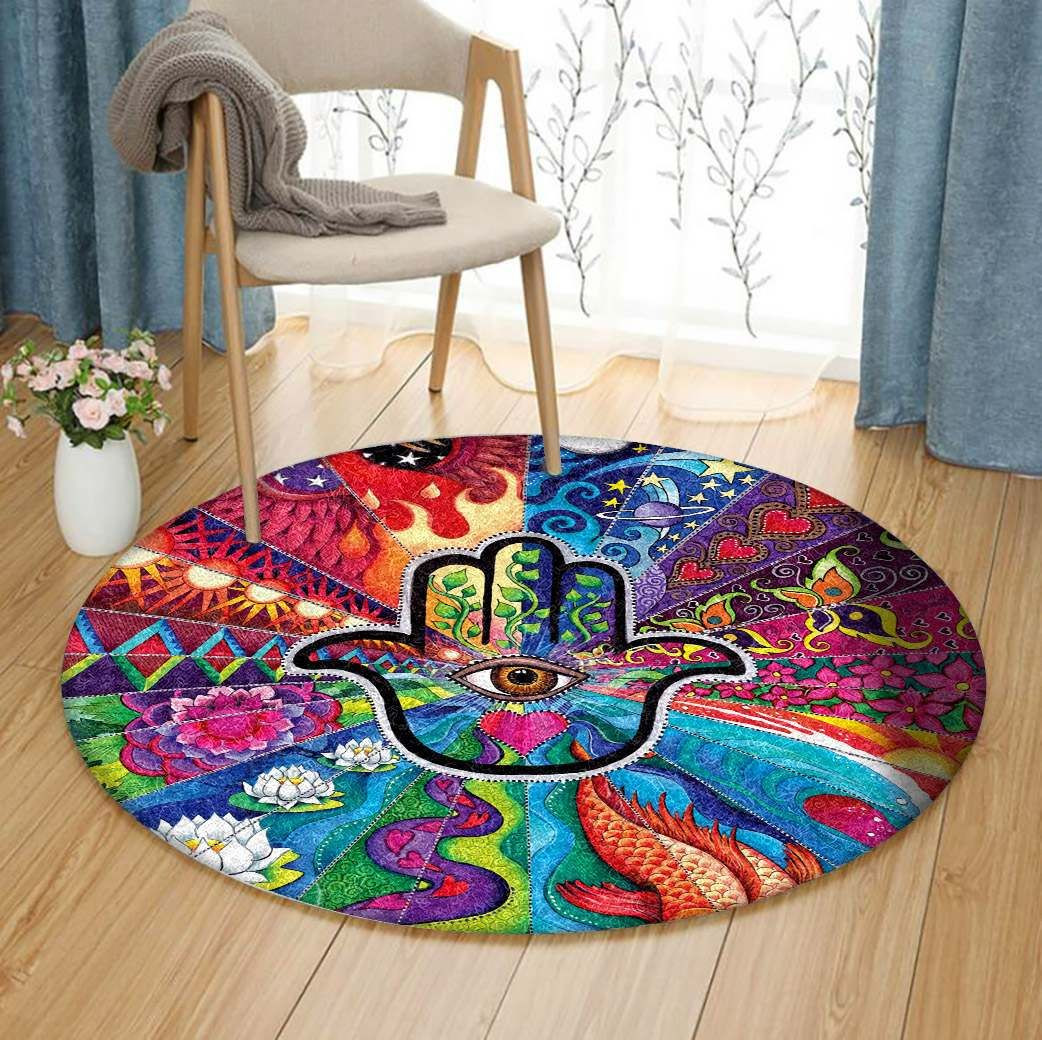 Hamsa Painting Round Rug Carpet Bedroom Livingroom Home Decor
