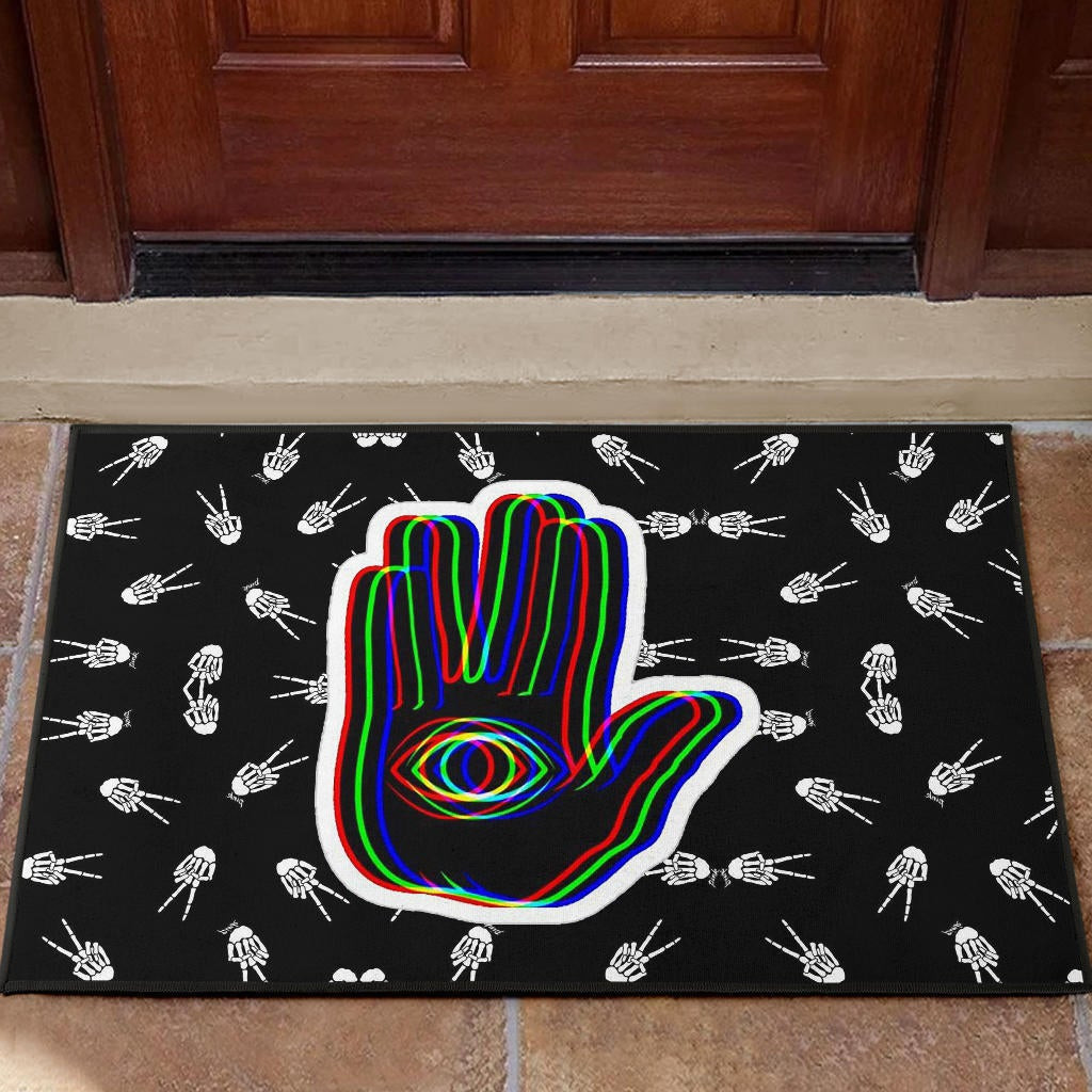 Hand Eye Hamsa Hand Skeleton Hand Patterns Rubber Doormat Home Decor