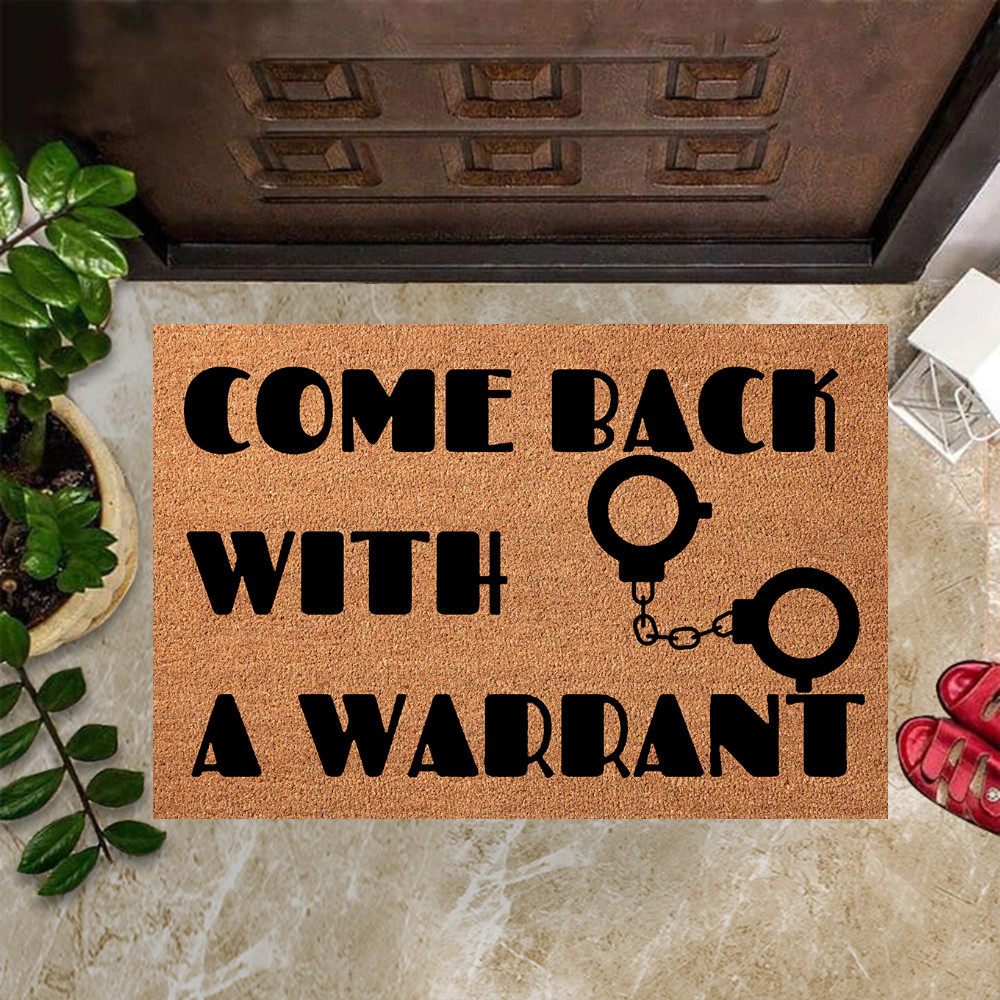 Handcuffs Come Back With A Warrant Rubber Doormat Welcome Mats For Front Door Decorations