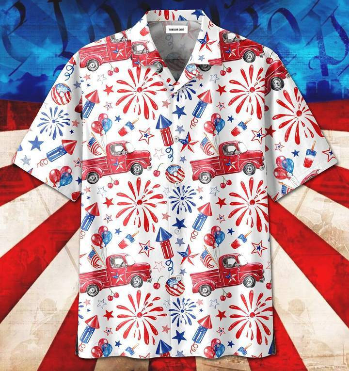 Happy 4th Of July Day Fireworks Hawaiian Shirt