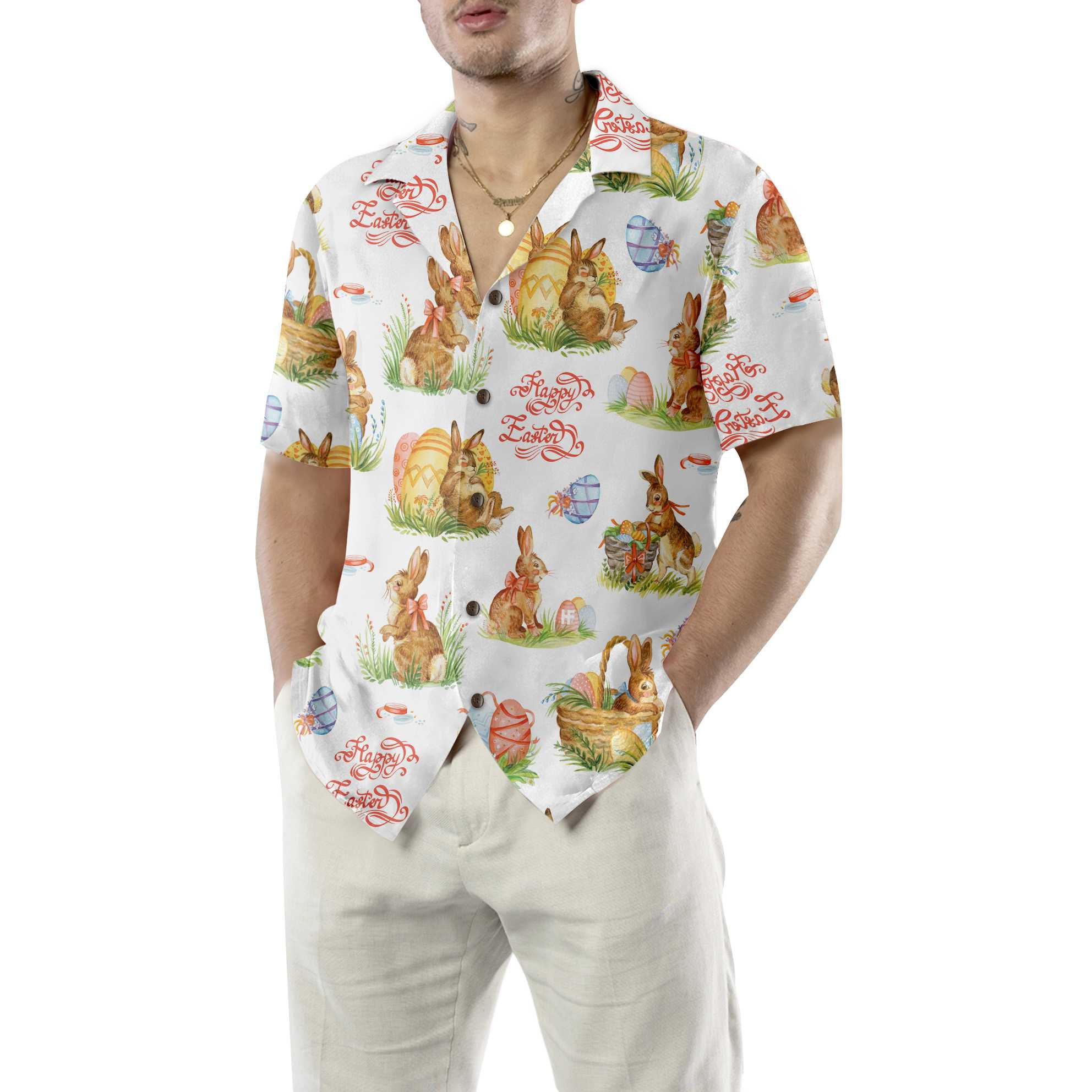 Happy Bunny and Eggs Easter Hawaiian Shirt