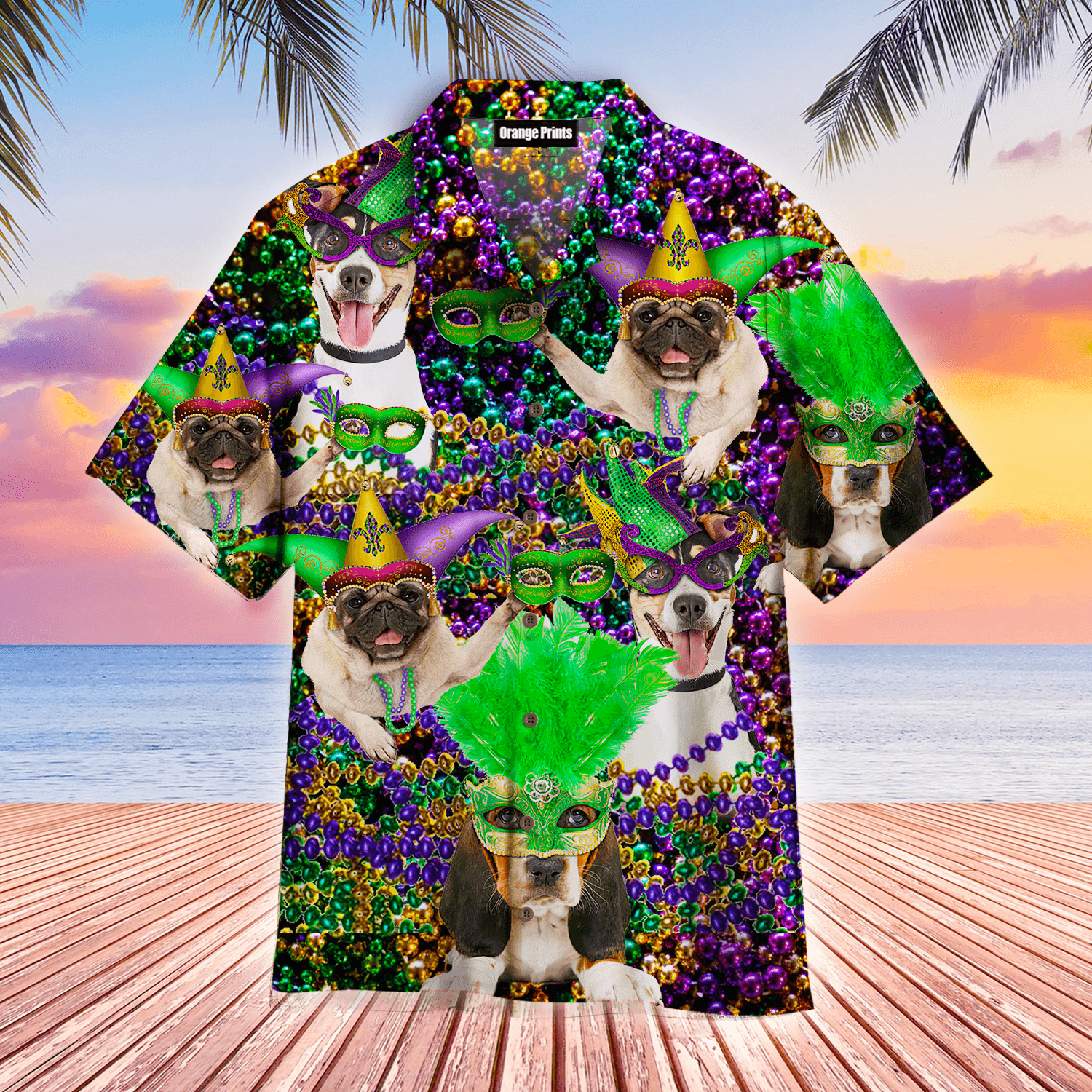 Happy Dogs Happy Mardi Gras Hawaiian Shirt