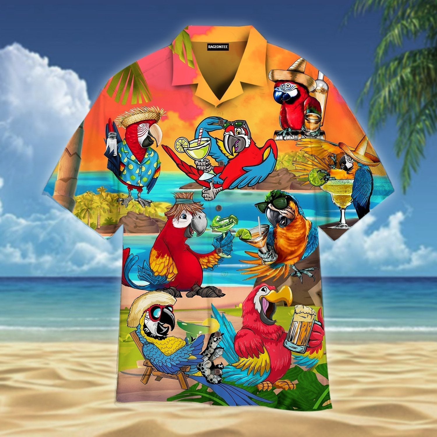 Happy Drinking Parrot Hawaiian Shirt