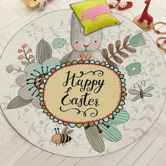 Happy Easter Round Rug Carpet Bedroom Livingroom Home Decor