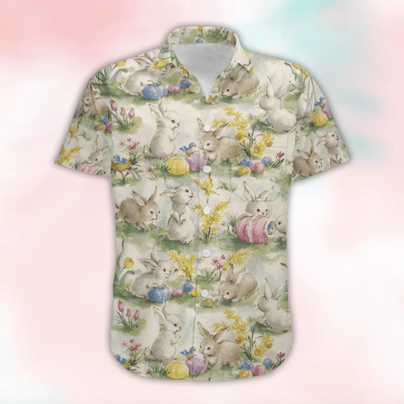 Happy Easter Vintage Bunny Having Fun Together Hawaiian Shirt