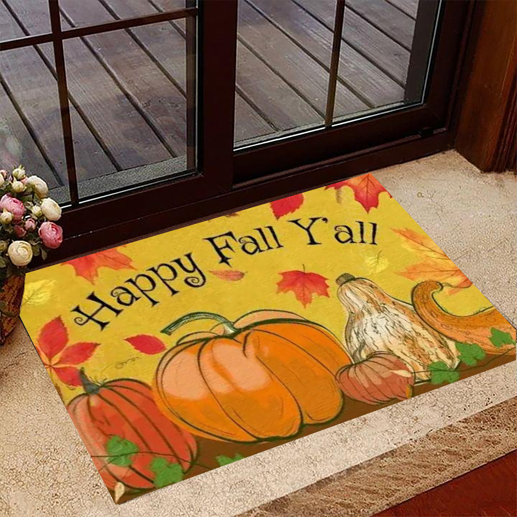 Happy Fall Yall Rubber Doormat Pumpkin Happy Fall Yall Welcome Mat Decorative