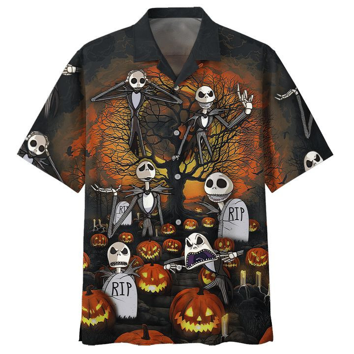 Happy Halloween Jack Skellington Print Hawaiian Shirt