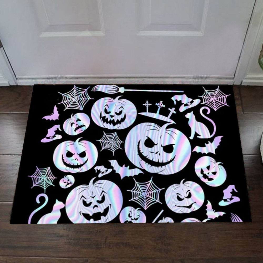 Happy Halloween Pattern Rubber Doormat Scary Horror Halloween Mats Front Door Decor