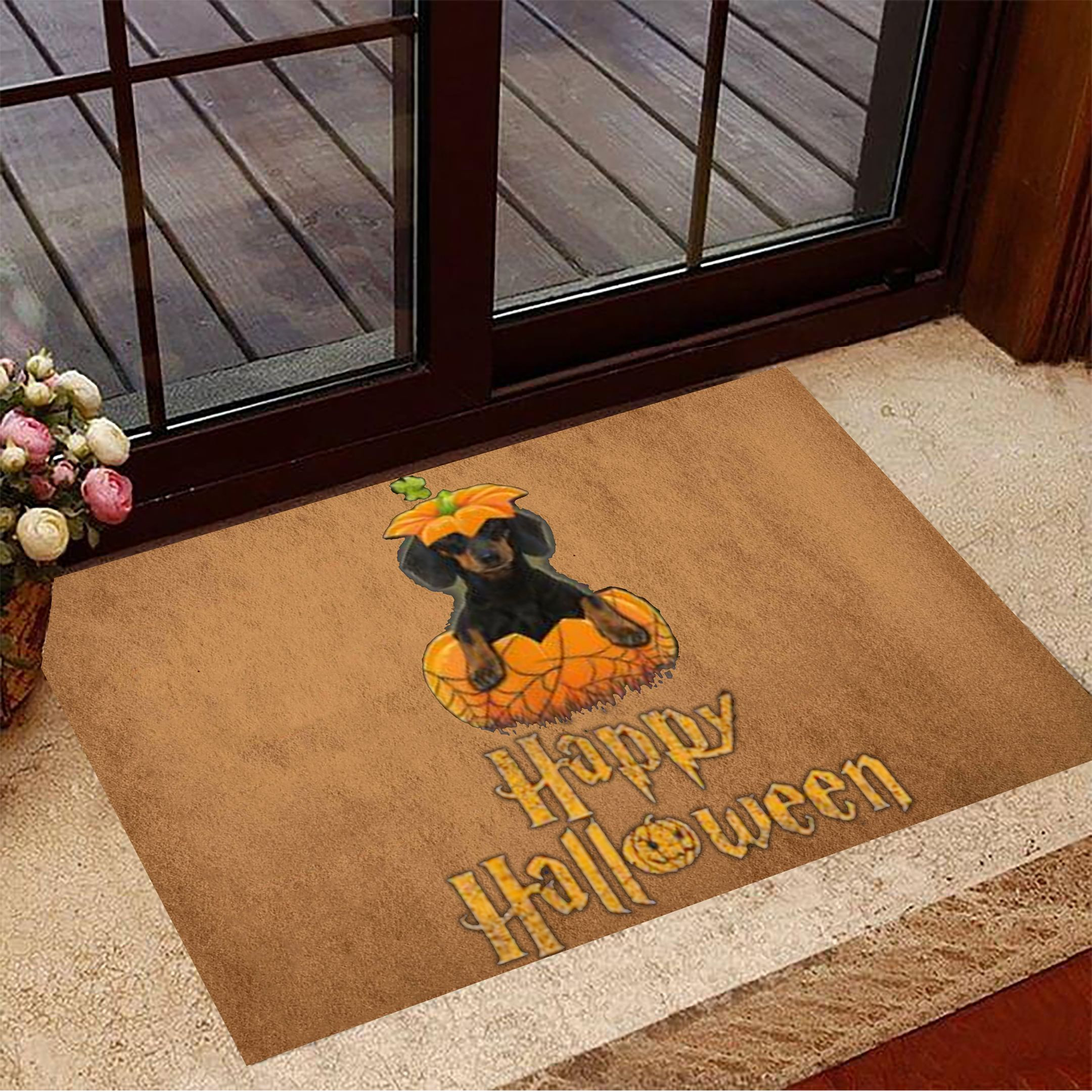 Happy Halloween Rubber Doormat Dachshund Rubber Doormat Gifts For Dachshund Lovers