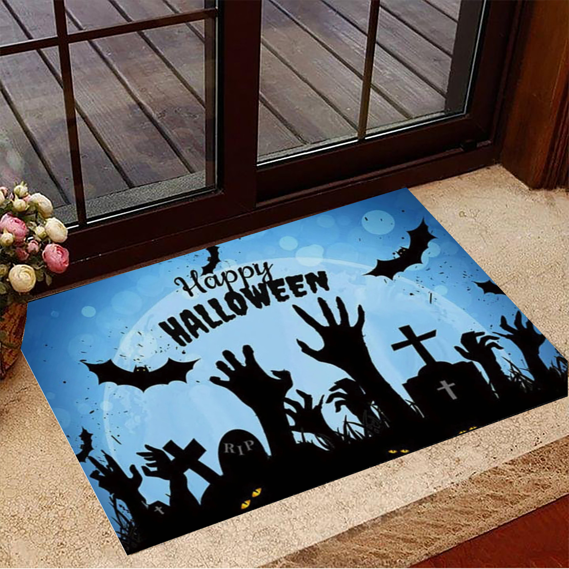 Happy Halloween Rubber Doormat For Front Door Halloween Decorations Indoor Mat